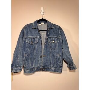 Palmetto's Denim Trucker Jean Jacket Medium Wash Blue Cotton Vintage Size L